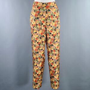 MOMONI Size M Multi Color Silk Fruits Elastic Waistband Casual Pants